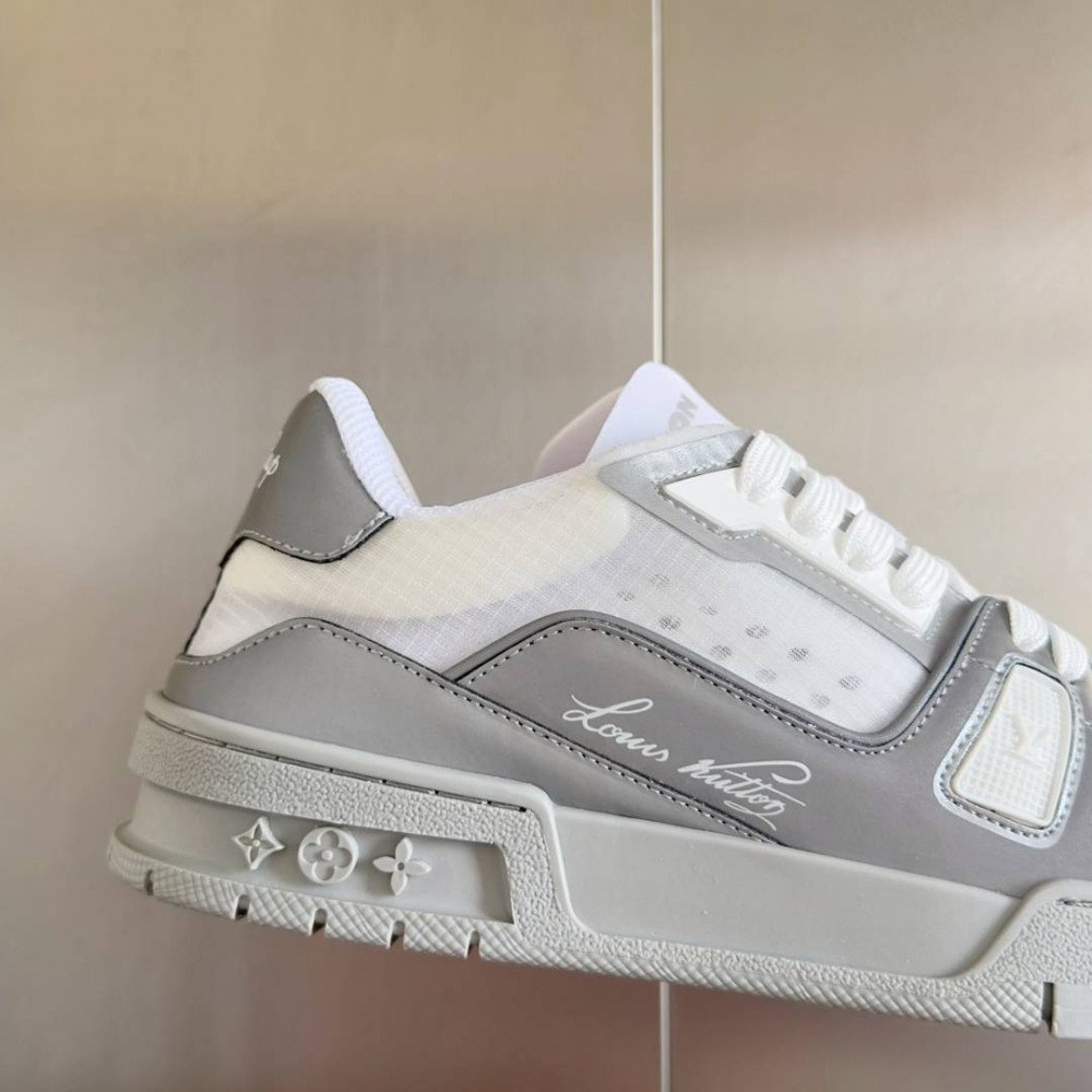 LV Trainer Sneaker White and Gray-036 LV Trainer Sneaker White and Gray-036