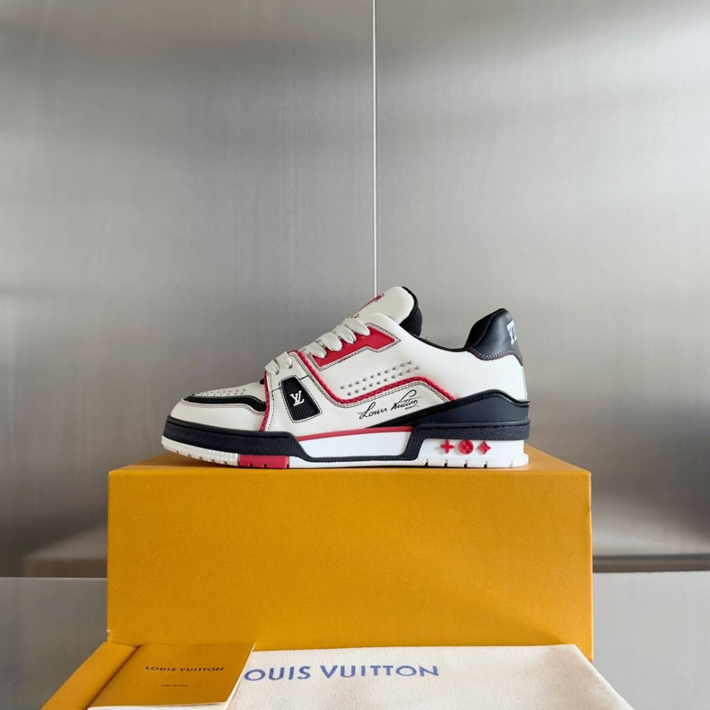 LV Trainer Sneaker Black/White and Red-042