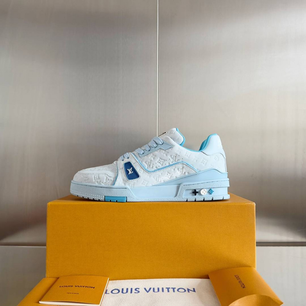 LV Trainer Sneaker Blue and White-054