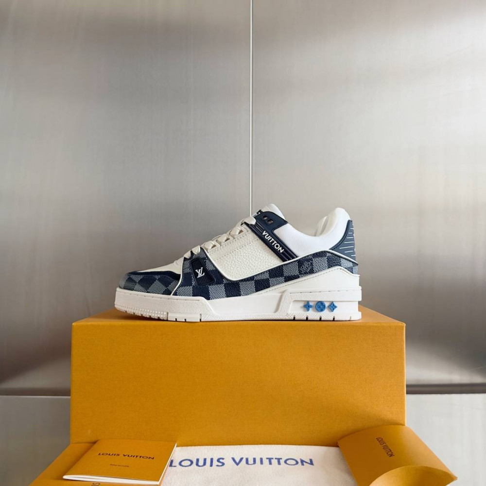 LV Trainer Sneaker Dark Blue and White-056
