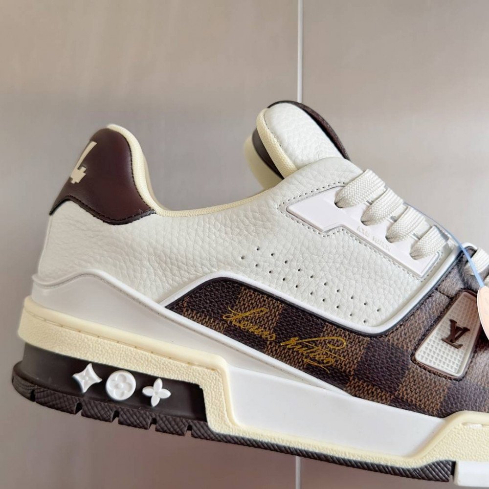 LV Trainer Sneaker White and Brow-057 LV Trainer Sneaker White and Brow-057