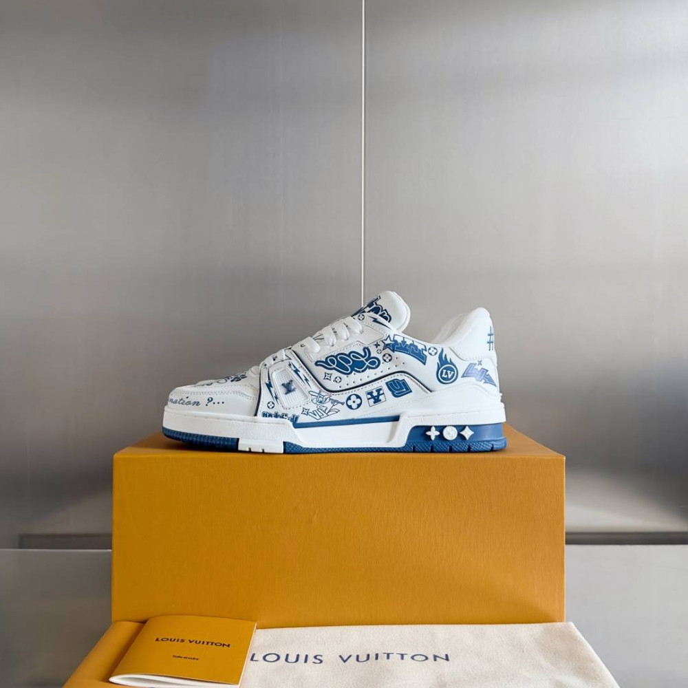 LV Trainer Sneaker Blue and White-059