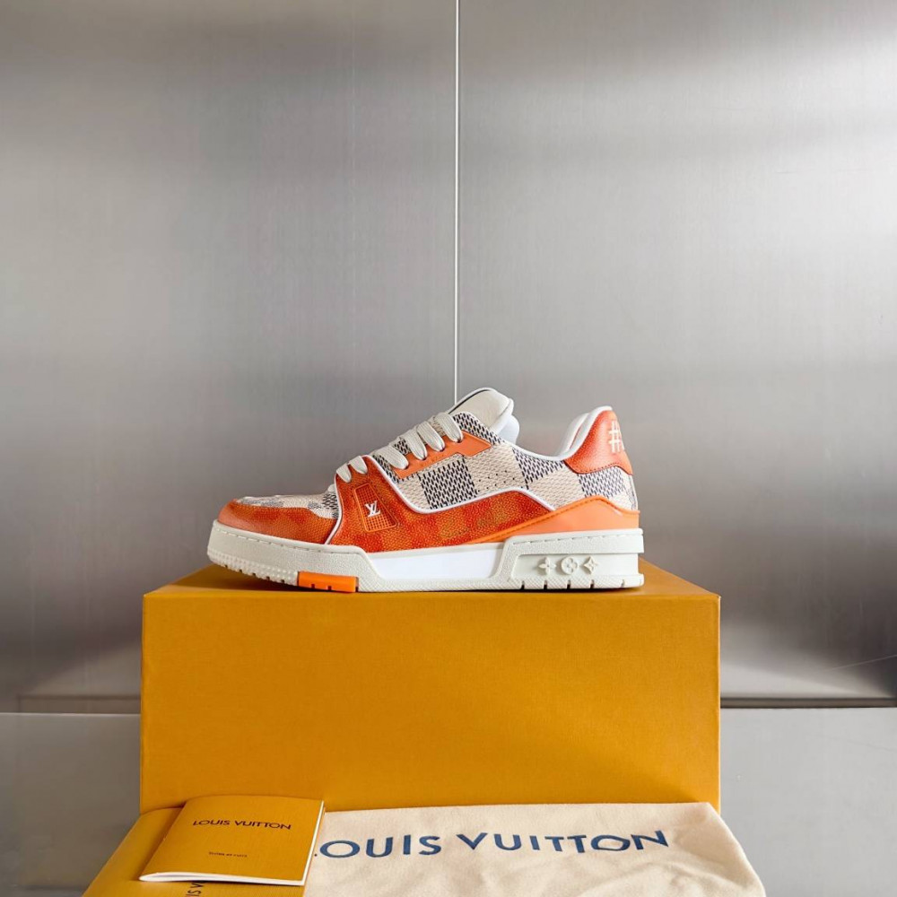 LV Trainer Sneaker Orange Checkered-065