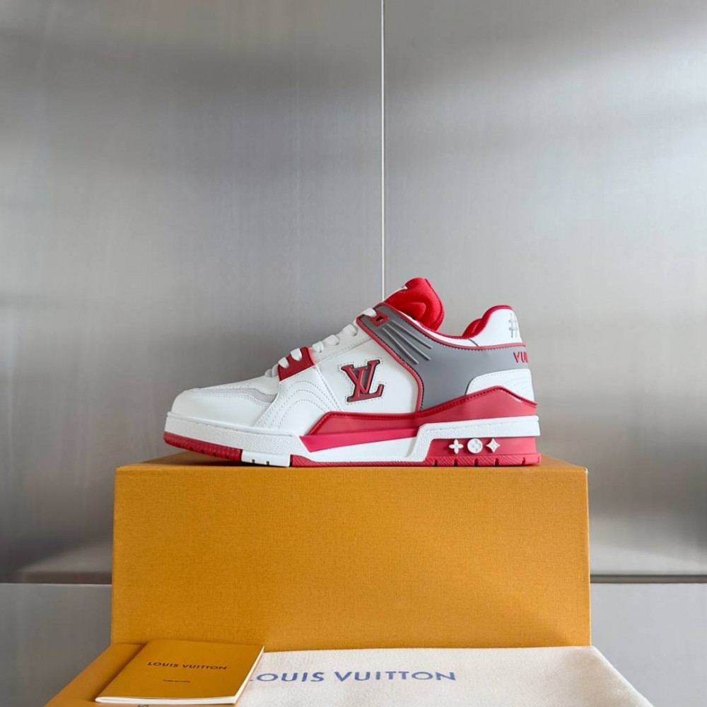 LV Trainer Sneaker Red and White-067