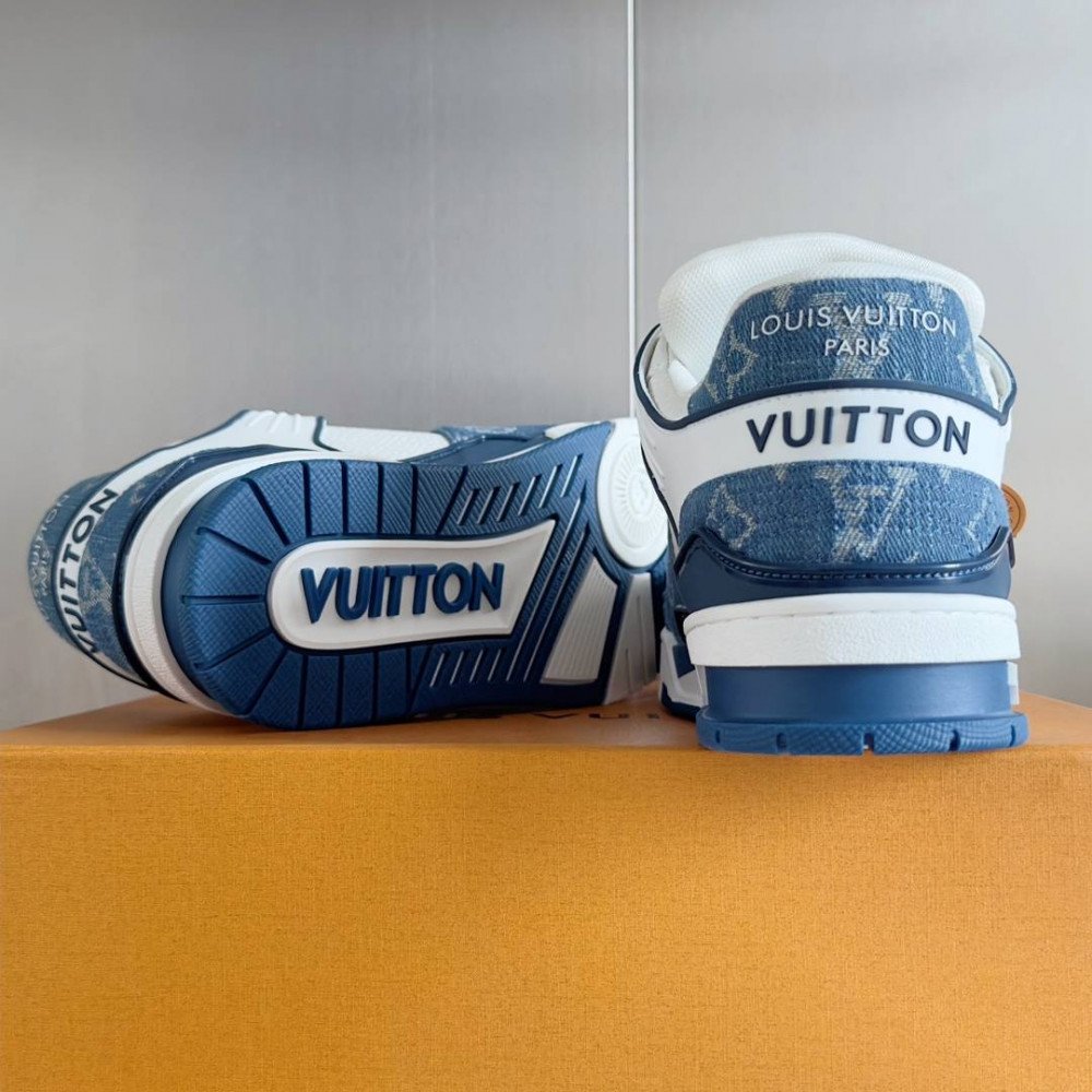 LV Trainer Sneaker Blue Jeans and White-069 LV Trainer Sneaker Blue Jeans and White-069