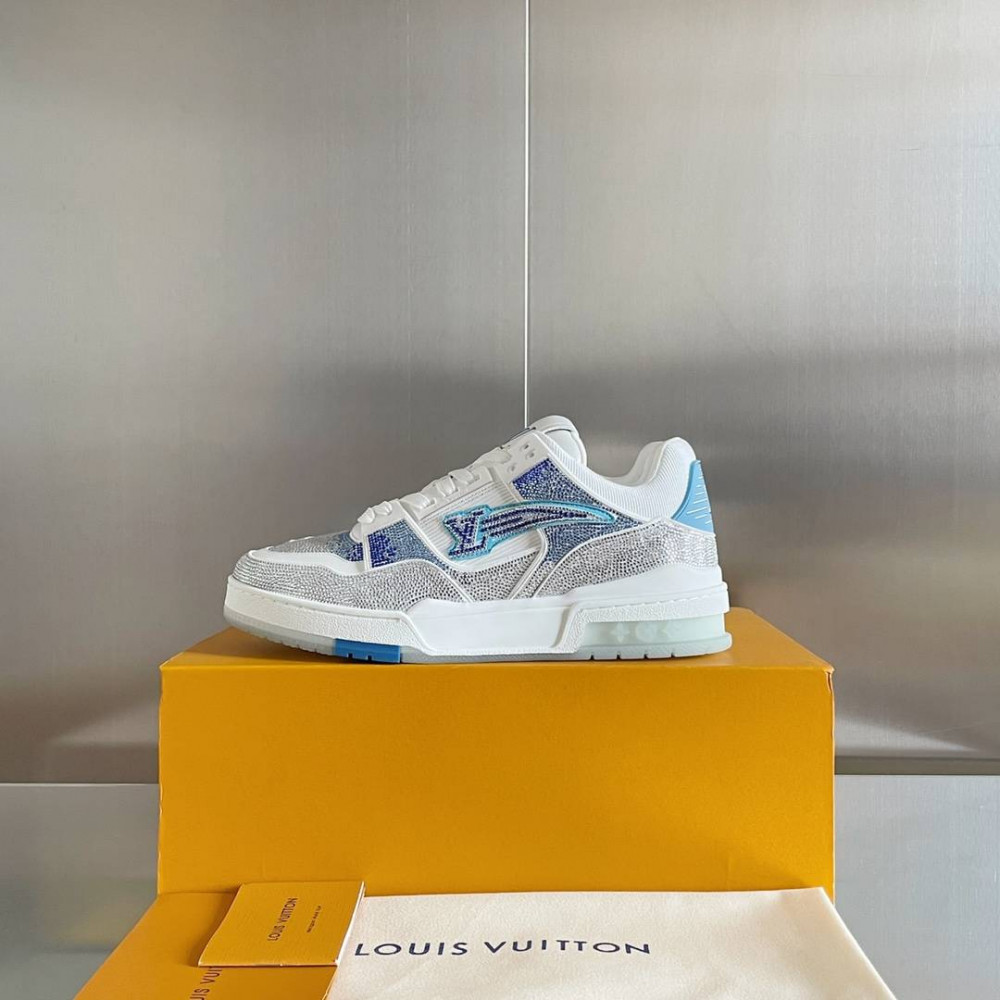 LV Trainer Sneaker Diamond Blue and White-074