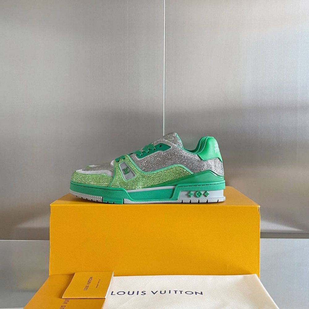 LV Trainer Sneaker Diamond Green and Gray-075