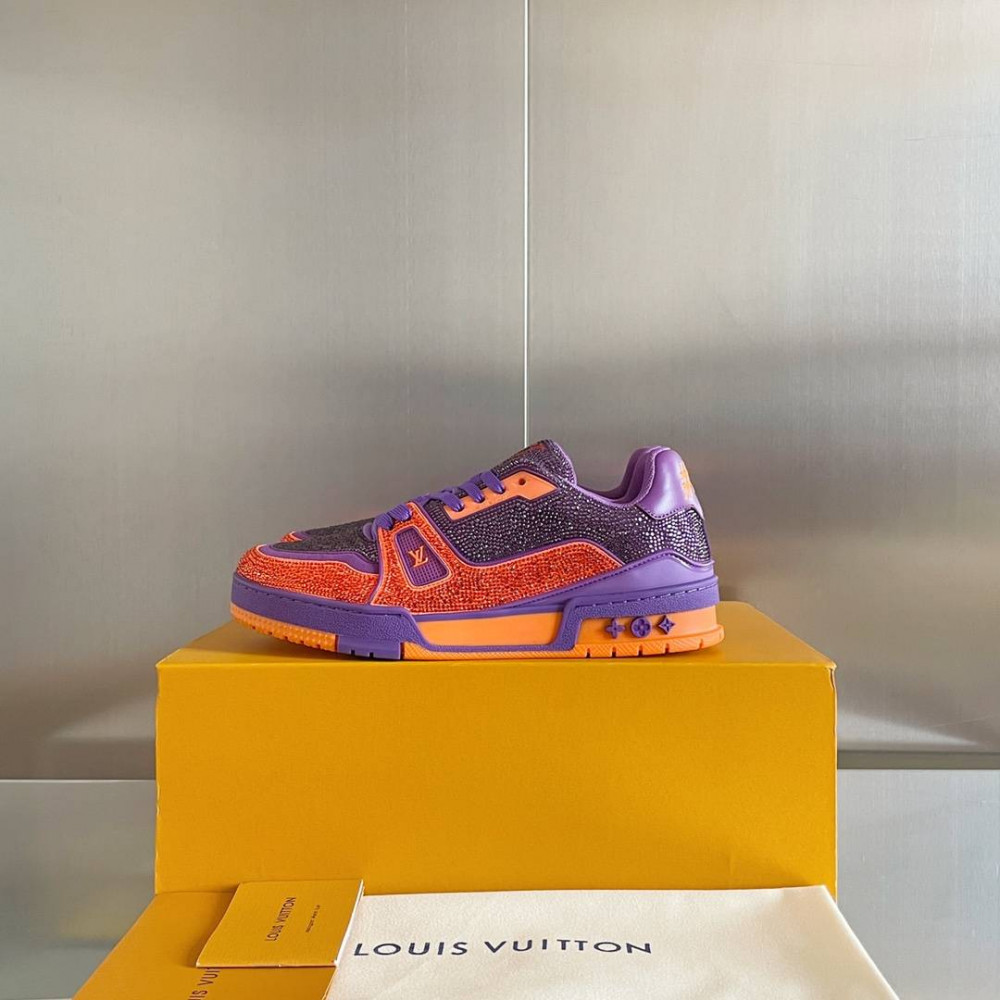 LV Trainer Sneaker Diamond Purple and Orange-076