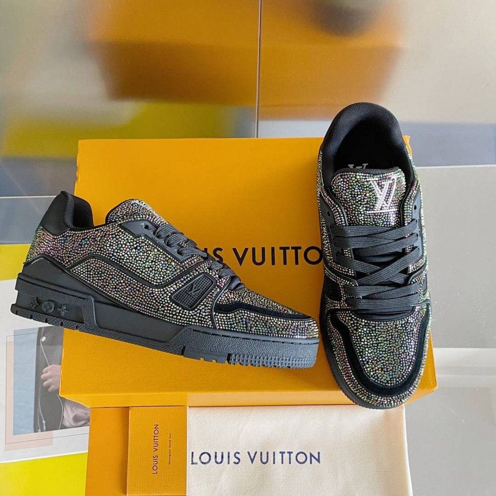 LV Trainer Sneaker Diamond Rainbow Black-079 LV Trainer Sneaker Diamond Rainbow Black-079