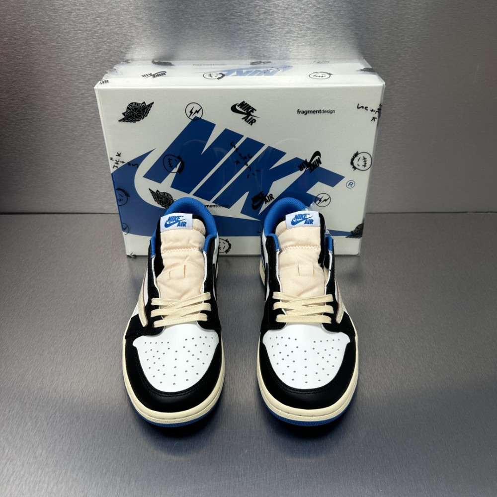 Air Jordan 1 Retro Low x Fragment Design x Travis Scott x 'Sail Black Military Blue'