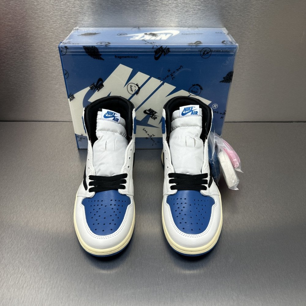 Air Jordan 1 Retro High x Fragment Design x Travis Scott 'Sail Black Military Blue'