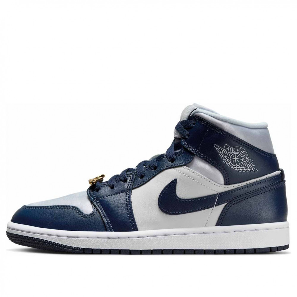 (WMNS) Air Jordan 1 Mid SE  Football Grey White Midnight Navy  FZ8777-044
