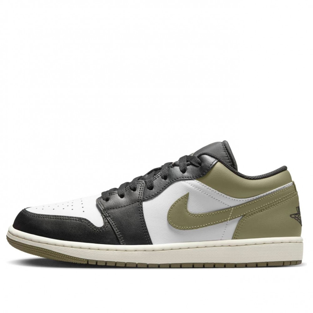 Air Jordan 1 Low  Black White Medium Olive  553558-092