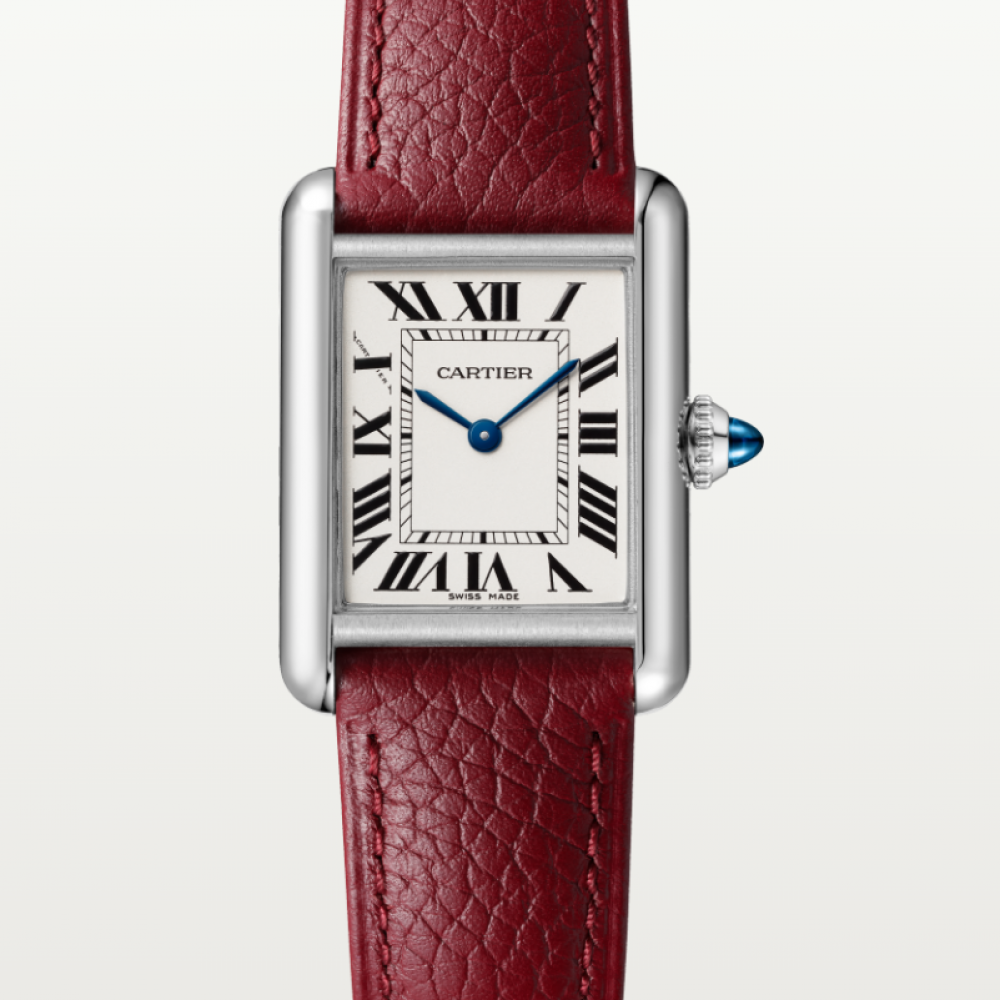 Cartier Watch Tank Must Silver And Blue Pointer Belt