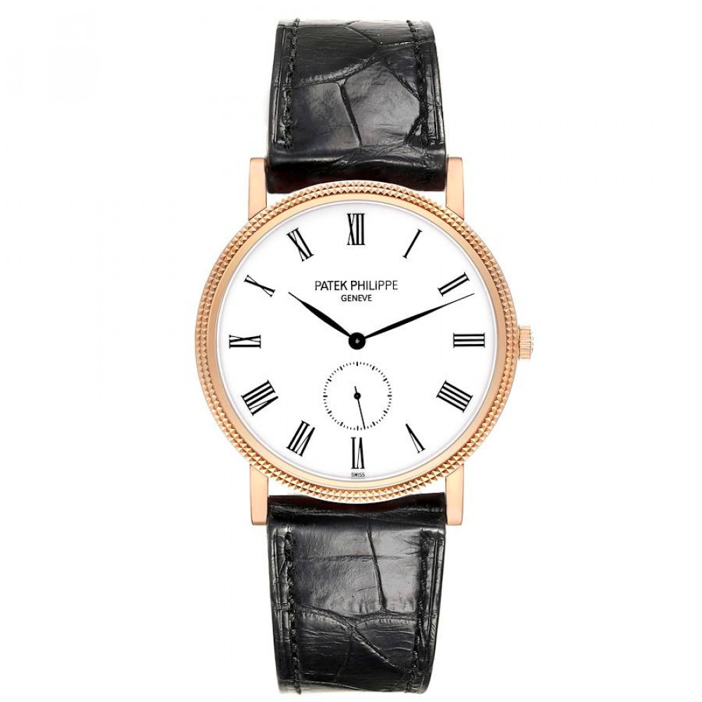 Patek Philippe Calatrava Rose Gold Black Leather Strap Mens Watch 5119 Patek Philippe Calatrava Rose Gold Black Leather Strap Mens Watch 5119