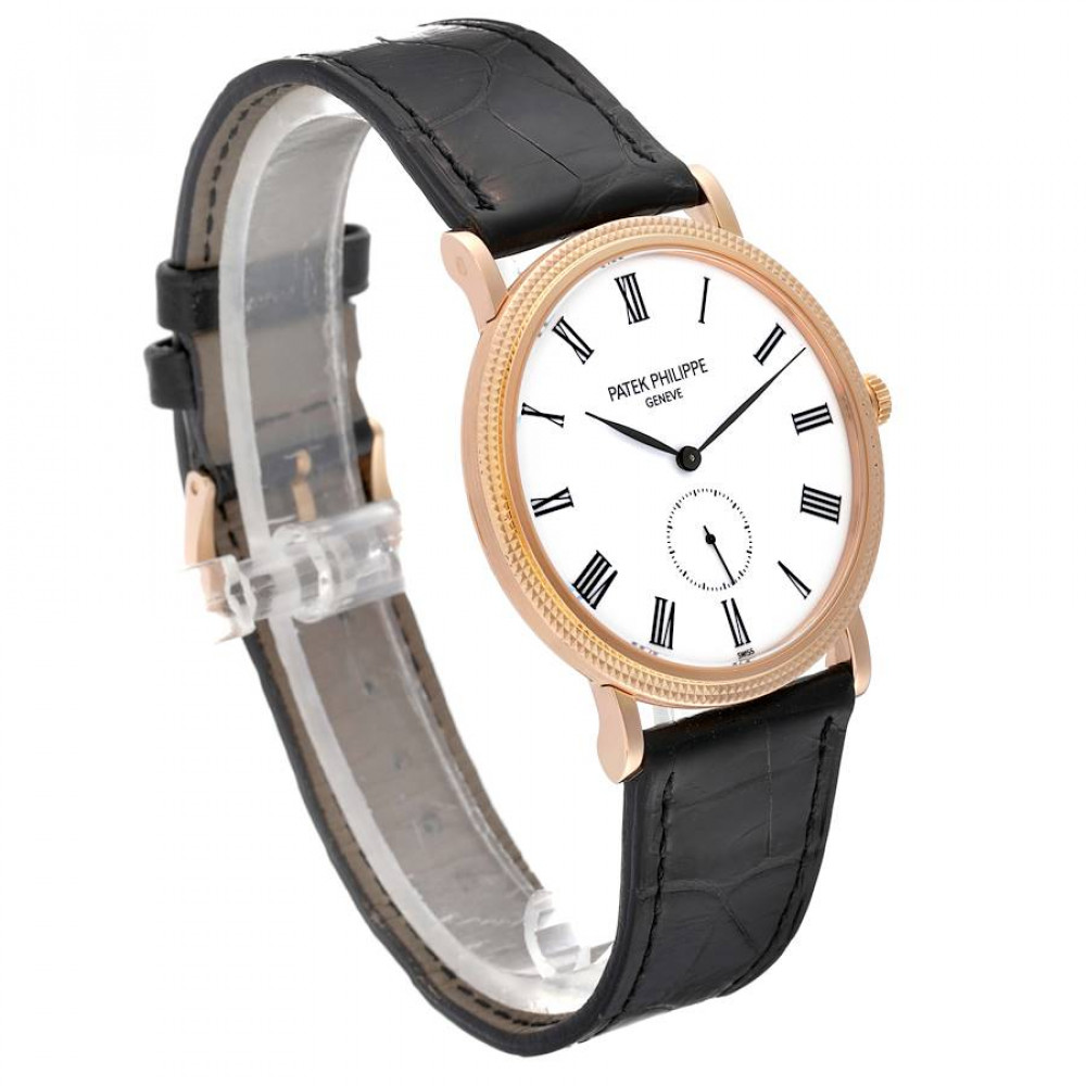 Patek Philippe Calatrava Rose Gold Black Leather Strap Mens Watch 5119 Patek Philippe Calatrava Rose Gold Black Leather Strap Mens Watch 5119