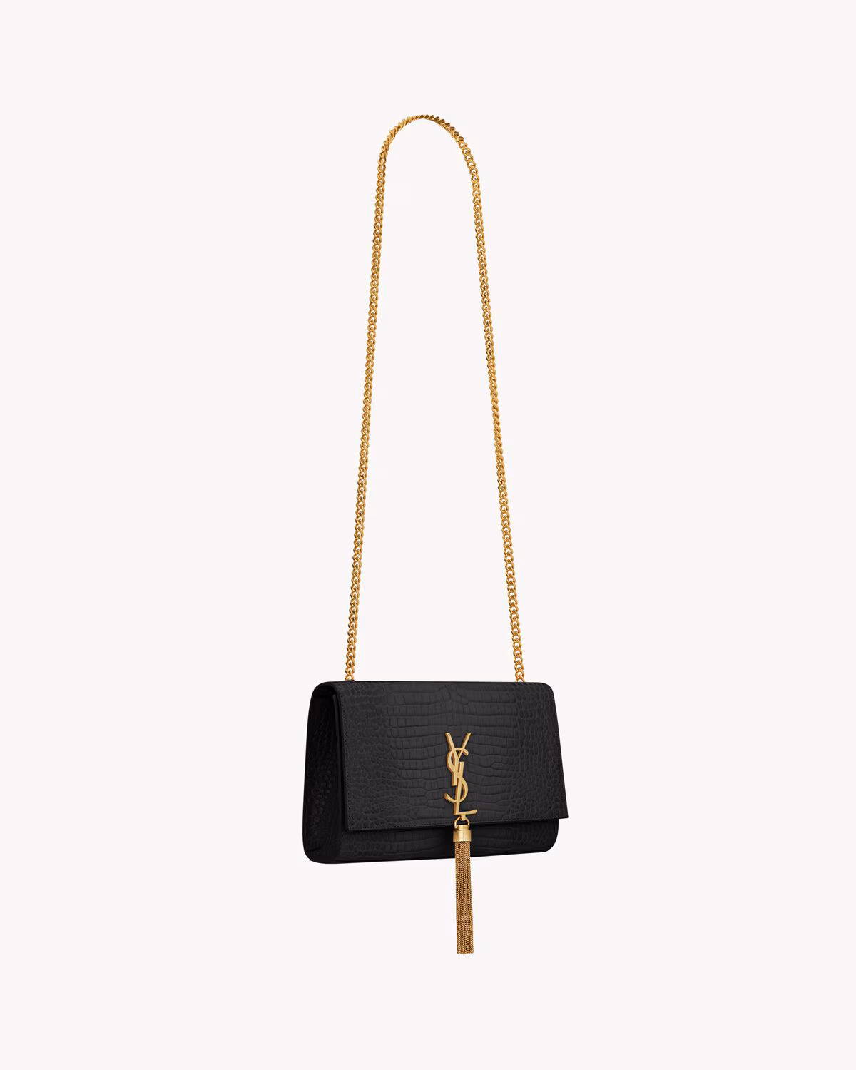 Kate Medium Tassel In Crocodile-Embossed Leather Kate Medium Tassel In Crocodile-Embossed Leather