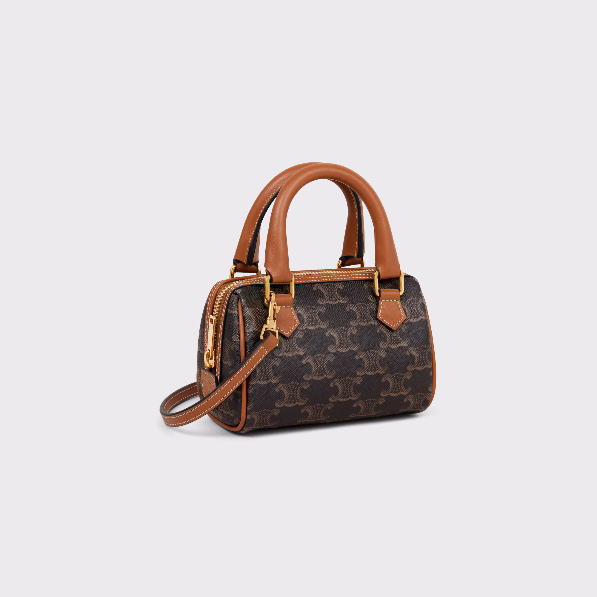 Mini Boston In Triomphe Canvas And Calfskin